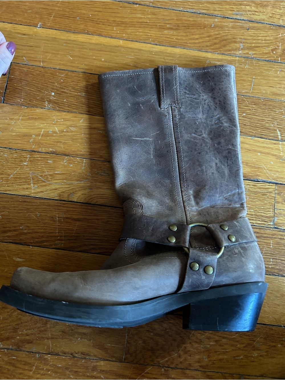 dingo Brown Leather Harness Moto Boots